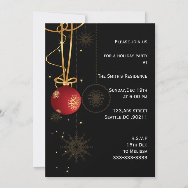 festive Holiday Party Invitations (Front)