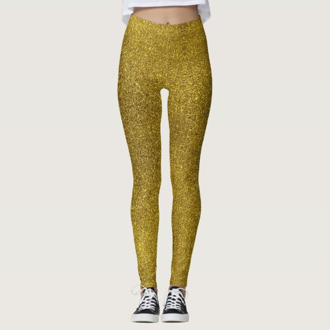 Festive Holiday Party Leggings/Gold Glitter Leggings (Front)
