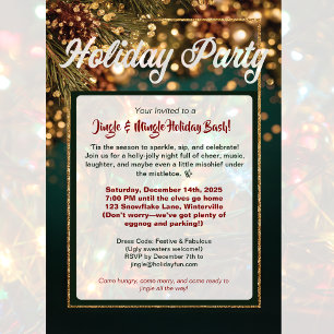 Festive Holiday Party Red & Gold Jingle & Mingle Acrylic Invitations
