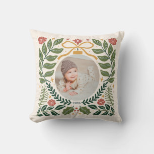 Festive Holiday Photo Throw Pillow