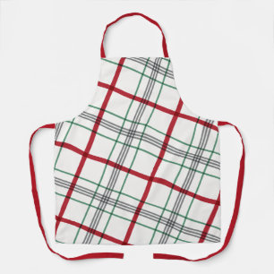 Festive holiday plaid red and green apron