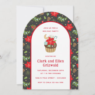 Festive Holiday Poinsettia Cupcake Invitation