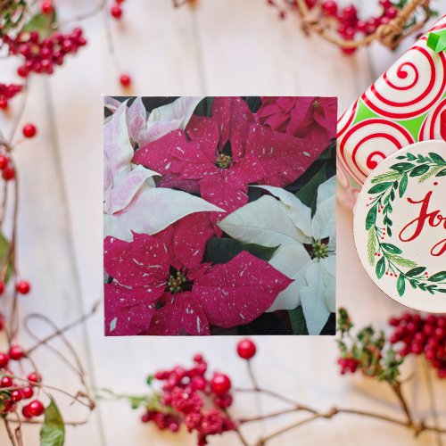 Festive Holiday Poinsettias Floral Cloth Napkin