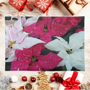 Festive Holiday Poinsettias Floral Cloth Placemat