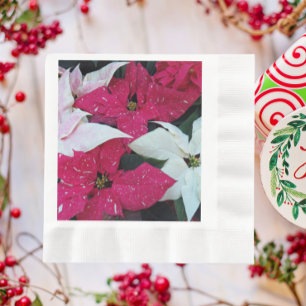 Festive Holiday Poinsettias Floral Napkins