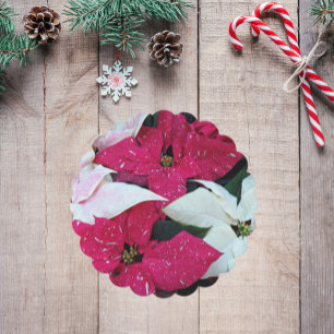 Festive Holiday Poinsettias Floral Paper Coaster