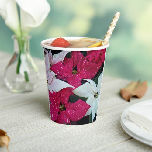 Festive Holiday Poinsettias Floral Paper Cups