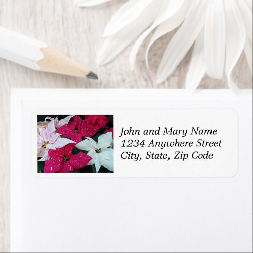 Festive Holiday Poinsettias Floral Return Address Label