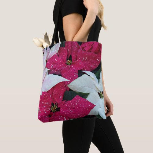 Festive Holiday Poinsettias Floral Tote Bag