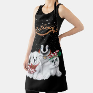 Festive Holiday polar bear, Penguin, seal cub Apron