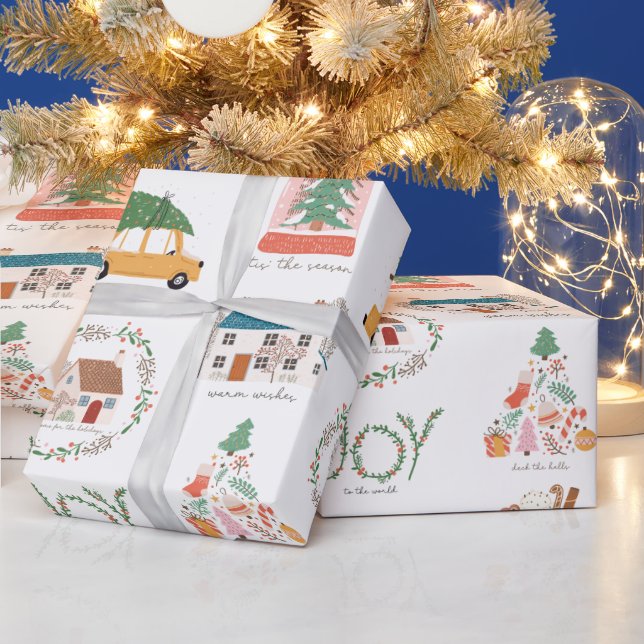 Festive Holiday Quotes & Images Christmas Pattern Wrapping Paper (Holidays)