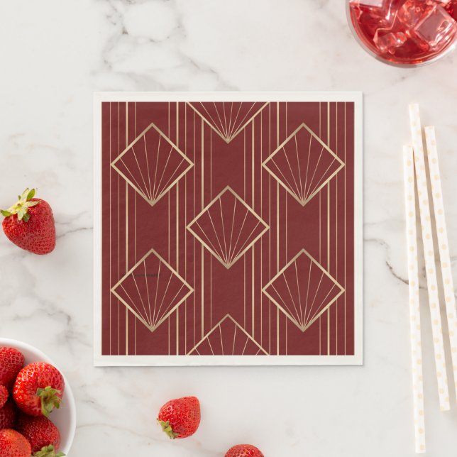 Festive holiday red and gold napkins (Insitu)