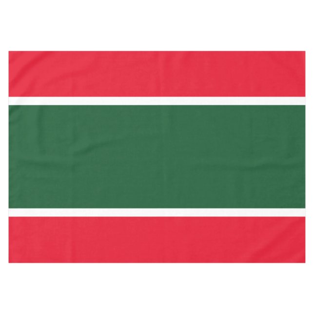 Festive Holiday Red Forest Green White Stripes Tablecloth (Front (Horizontal))