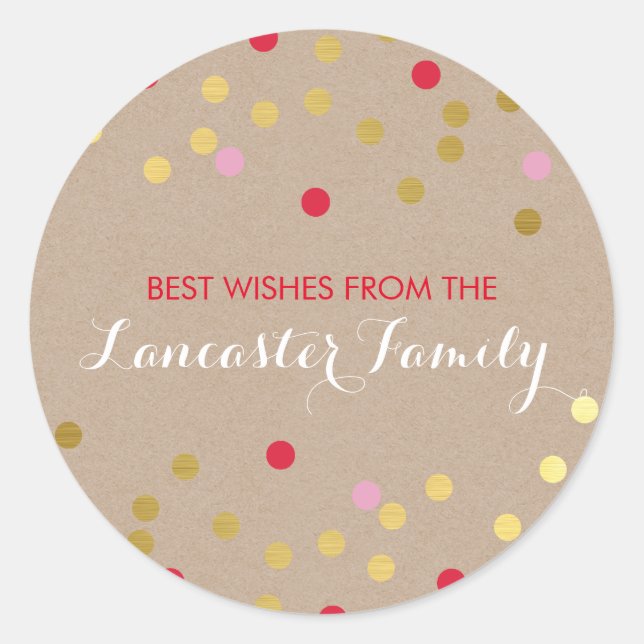 FESTIVE HOLIDAY SEAL confetti pattern gold kraft (Front)