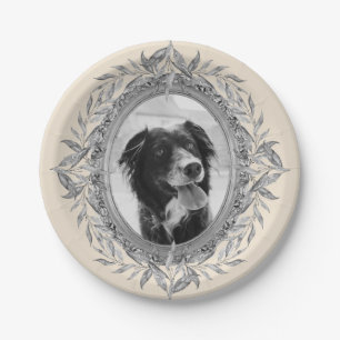 Festive Holiday Silver Frame Photo Paper Plates