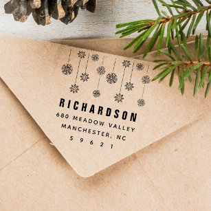 Festive Holiday Snowflake Ornaments Address Self-inking Stamp