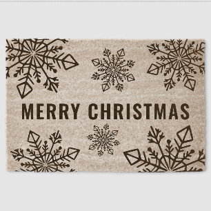 Festive Holiday Snowflake Pattern Merry Christmas Fiber Doormat
