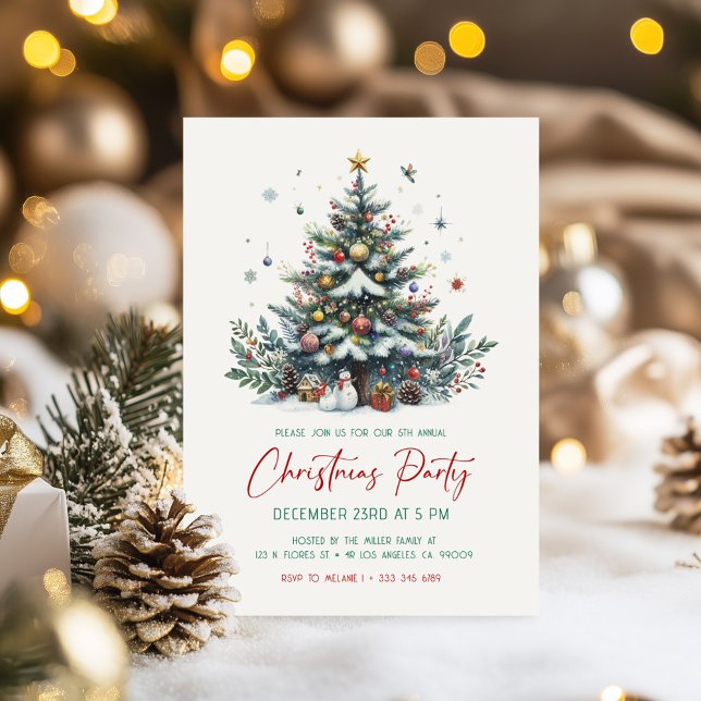 Festive Holiday Tree Christmas Party Invitation (Creator Uploaded)