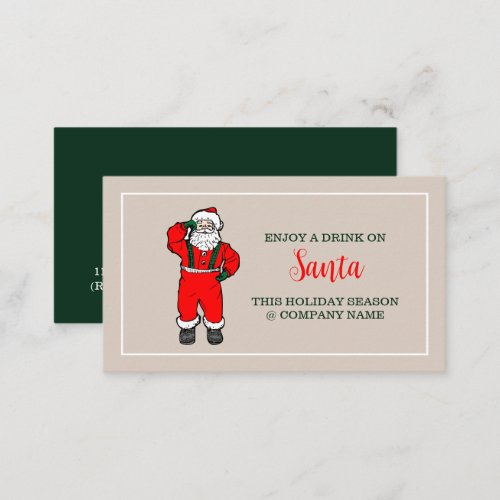 Festive Holiday _ Vintage Santa _ Drinks Ticket Enclosure Card
