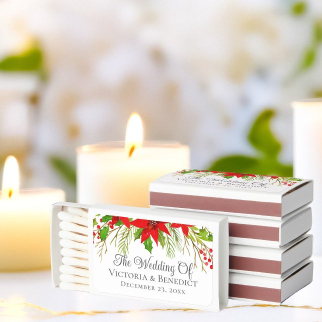Festive Holiday Wedding Personalized Floral Matchboxes (Creator Uploaded)