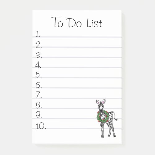 Festive Holiday Zebra Illustration Holiday Zebra Post_it Notes