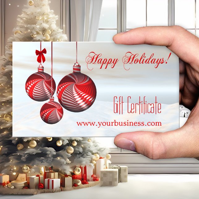 Festive Holidays Gift Certificate Template (Festive and original 3D art business gift certificate template for the Holidays and Christmas season)