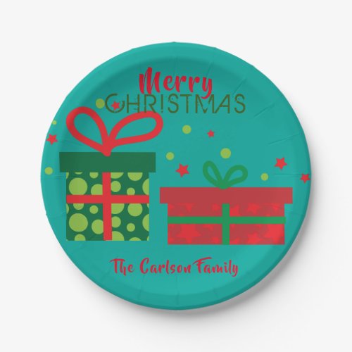Festive Holidays Merry Christmas Gift Boxes  Paper Plates