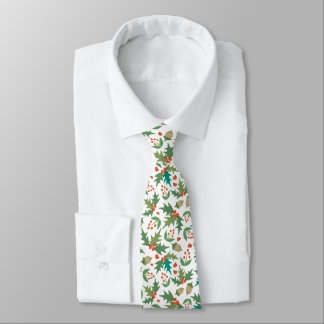 Festive Holly & Berries Christmas Greenery Neck Tie