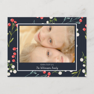 Festive Holly Berries Photo Christmas Card