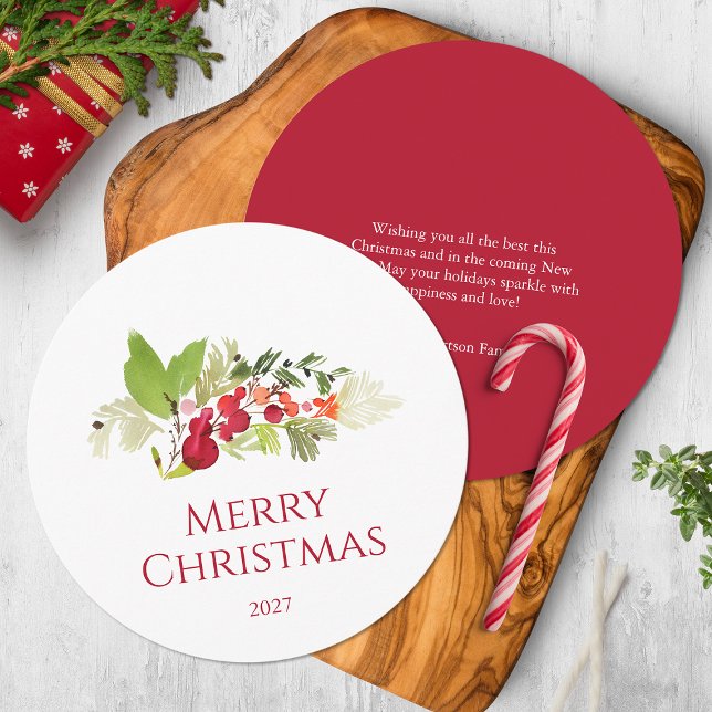 Festive Holly Berry and Evergreen Watercolor Invitation (Creator Uploaded)