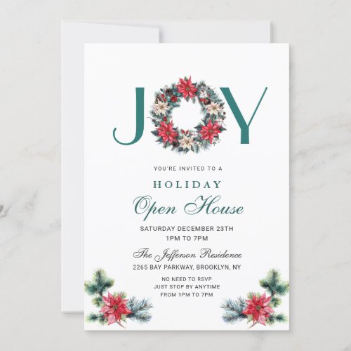 Festive Holly Berry Christmas Holiday Open House Invitation