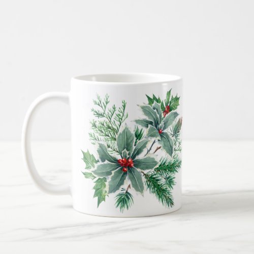 Festive Holly Berry Christmas Holiday Party Coffee Mug