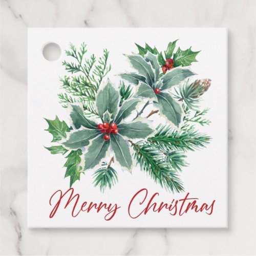 Festive Holly Berry Christmas Holiday Party Favor Tags