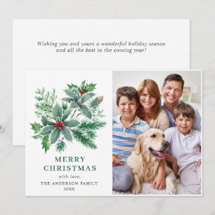 Festive Holly Berry PHOTO Christmas Greeting Holiday Card