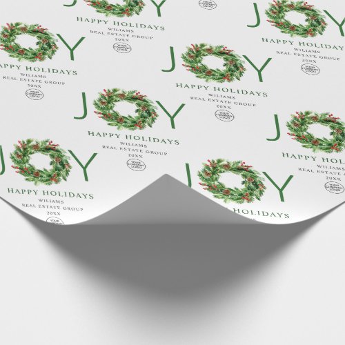 Festive Holly Berry Pine Cones Wreath Christmas Wrapping Paper