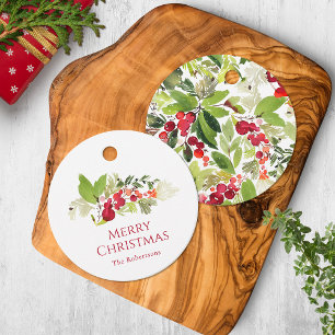 Festive Holly Berry Watercolor Favor Tags