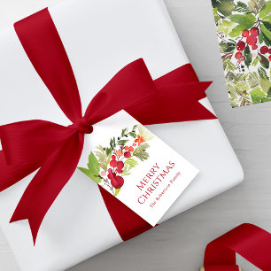Festive Holly Berry Watercolor Gift Tags