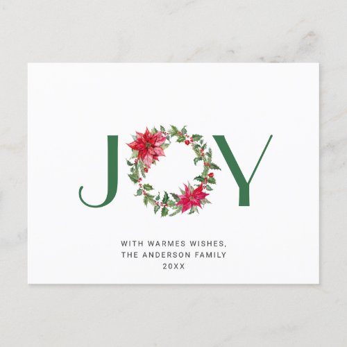 Festive Holly Berry Wreath Christmas Greeting Holiday Postcard