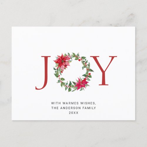 Festive Holly Berry Wreath Christmas Greeting Holiday Postcard