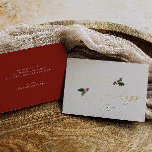 Festive Holly Foil Holiday Card