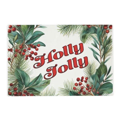 Festive Holly Jolly Christmas Script  Placemat