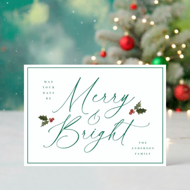 Festive Holly Letterpress Card (Front (Into))