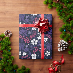 Festive Holly Pattern Holiday Gift Wrap