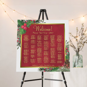 Festive Holly & Pine Alphabetical Seating Chart Foam Board