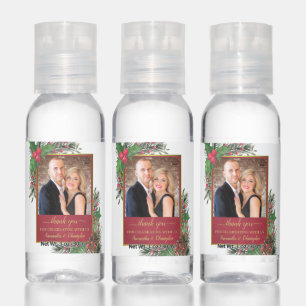 Festive Holly & Pine Christmas Wedding Favor Hand Sanitizer