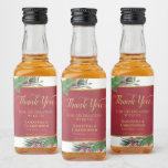 Festive Holly &amp; Pine Thank You Wedding Mini Liquor Bottle Label