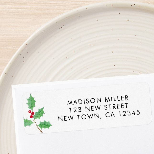 Festive Holly Return Address Label (Creator Uploaded)