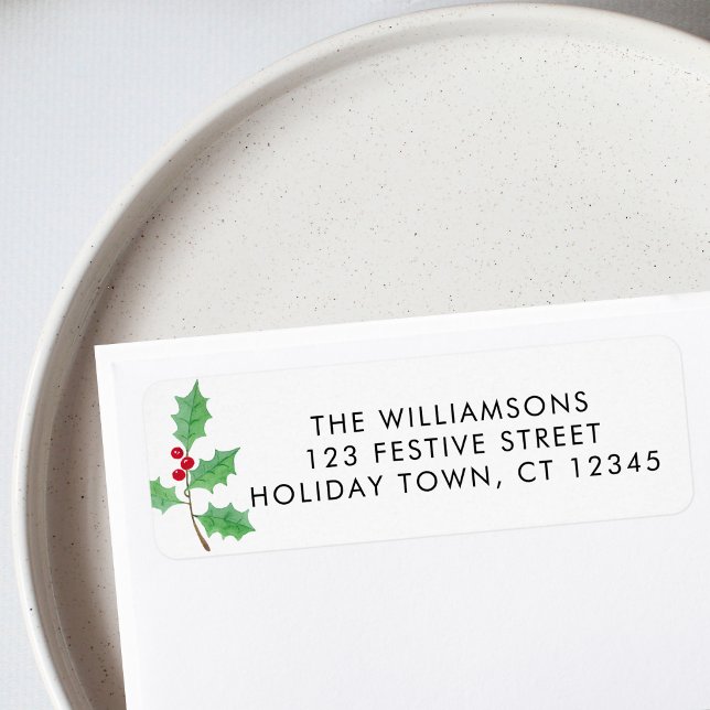 Festive Holly Return Address Label (Creator Uploaded)