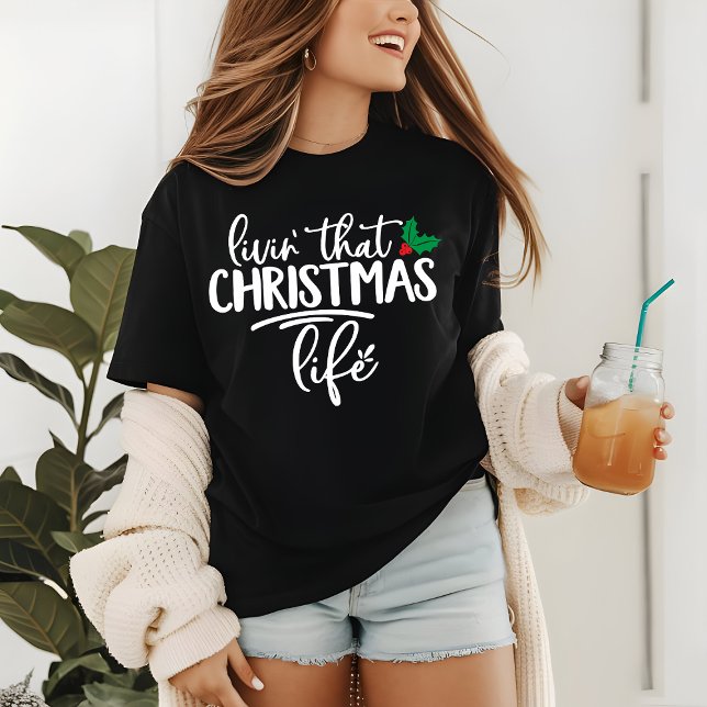 Festive Holly Typographic Christmas Life Tri-Blend Shirt (Creator Uploaded)