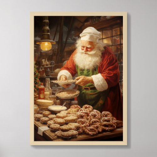 Festive home decor wall art Santa baking cookies